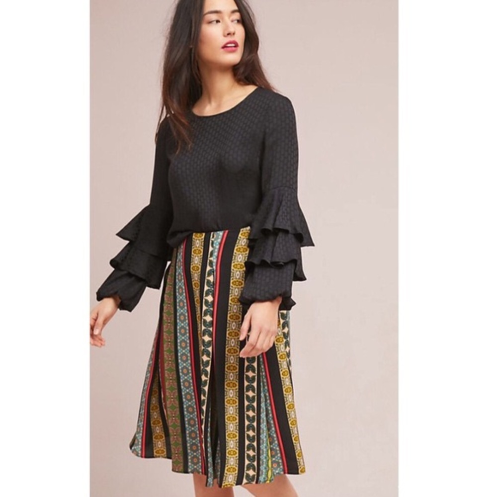 Anthropologie Scarf Printed A-Line Skirt